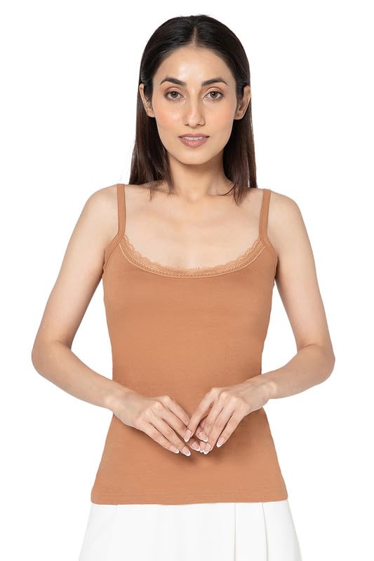 Intimacy Cotton Slip Lace Spaghetti Slip Camisole for Women with Thin Straps - Soft & Breathable Everyday Wear Camisole Slip for Women-image-28