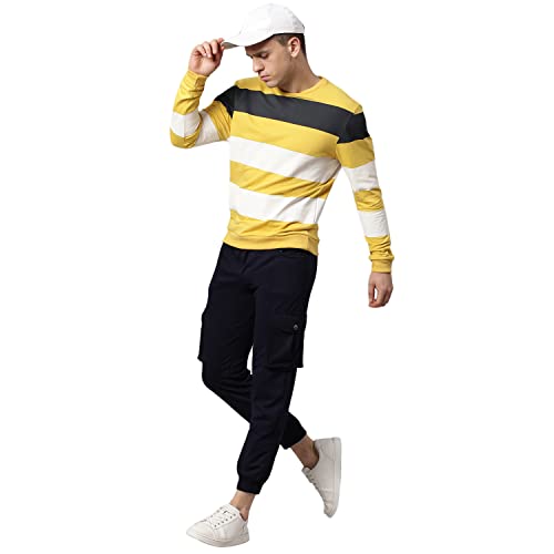 Image of Hubberholme Women's Winter Wear Cotton Blend Striped Crew Neck Pullover Sweatshirt