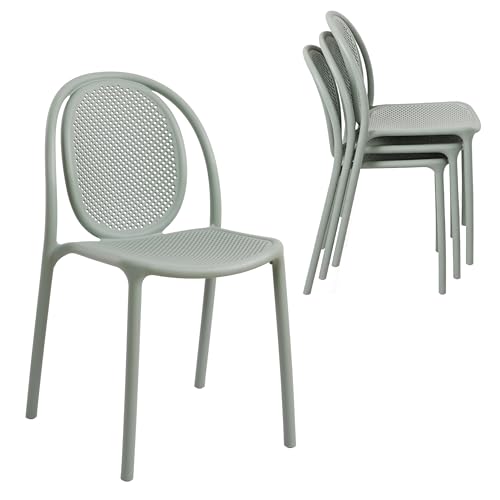 WOOW DEPOT Green Armrests Patio Dining Chairs Set of 4