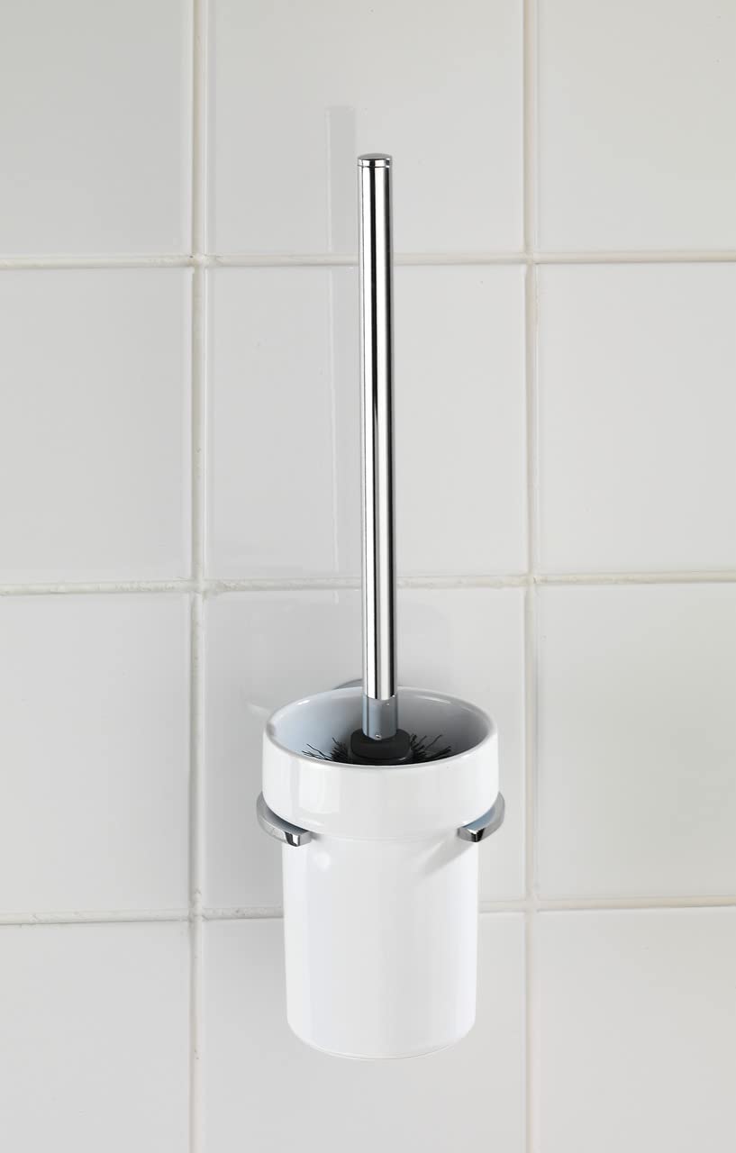 WENKO Vacuum-Loc® zestaw do WC Capri - uchwyt na szczotkę do WC, mocowanie bez wiercenia, cynkowy odlew ciśnieniowy, 11 x 37 x 14,5 cm, chrom