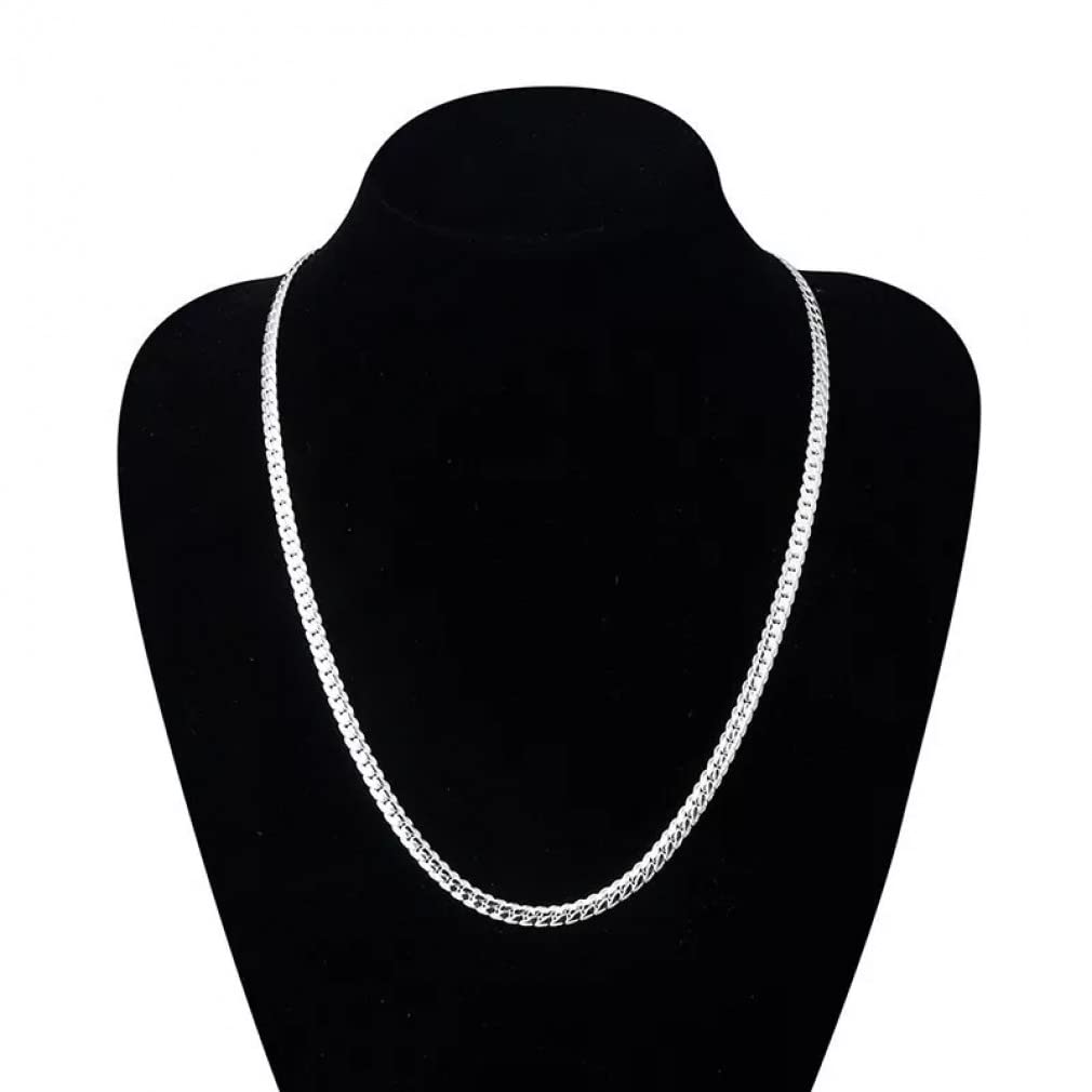 Collar de Plata S925 de 5 mm de Lado Completo, Cadena de 18/20/22/24 Pulgadas para Mujer, Hombre, joyería de Compromiso de Boda