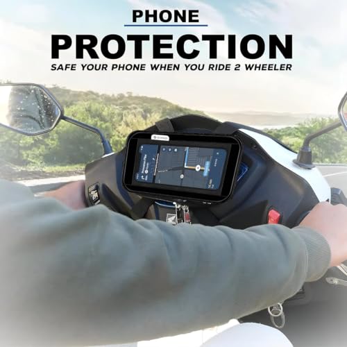 Image of Premium Mobile Holder for Scooty /Motorcycle | Universal Water-Resistant Phone Pouch | 360 Swivel & Adjustable Fit for Activa & All Scooters | Hands-Free Navigation | Smoky Black