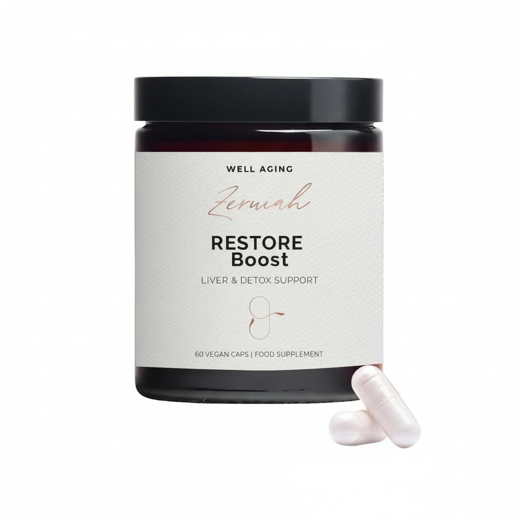 Zeruiah - Restore Boost Complemento Alimenticio para 1 Mes | con Coenzima Q10 y Vitamina B6 Detox Hepático para Más Energía y Soporte Metabólico 60 cápsulas