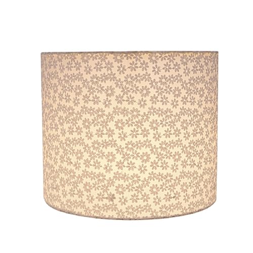 Image of Aspen Creative 31094A Transitional Drum (Cylinder) Shaped Spider Construction Lamp Shade in White with Floral Gauze Pattern, 12 inch Wide (12 inch x 12 inch x 10 inch)