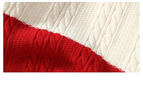 Men's Color Block Striped High Neck Knit Sweater Casual Warm Autumn Winter Hip-Hop Streetwear4