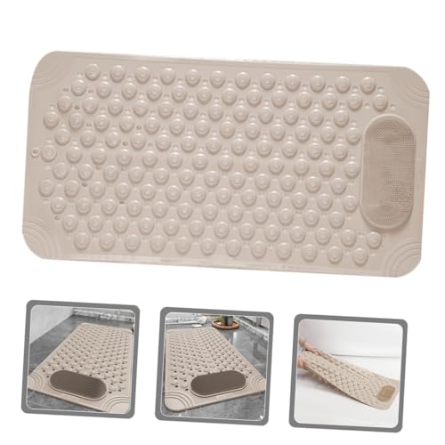 Alfombrilla para ducha beige con orificios de drenaje y ventosas 7