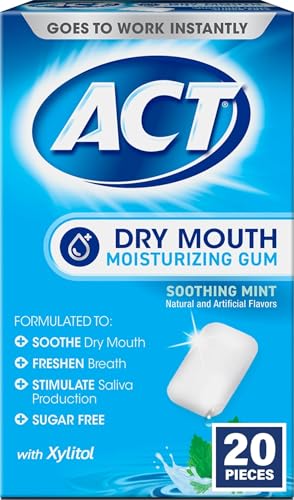 ACT Dry Mouth Moisturizing Gum, 20 Pieces, With...