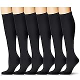 TAINOO 6 Pairs of Black Compression Socks for Men Women Graduated Athletic Unisex Fit for Running Sports Shin Splints Nurses Hiking Travel Maternity Pregnancy Boost Stamina Circulation Recovery (L/XL)