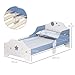 HOMCOM Toddler Bed Frame, Kids Bedroom Furniture for Boys Girls with Safe Guardrails, Low Junior Blue