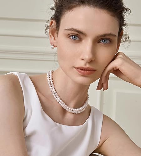 Pearl Standard Necklace for Women 6mm Pearl Choker Chain Necklace Gifts for Women Mom Grandma3