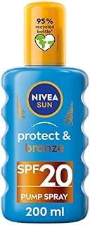 NIVEA SUN Protect & Bronze Sun Spray SPF20 (200ml), Bronzing Tanning Lotion Spray with SPF20, Advanced Suncream Protection, Natural Pro-Melanin Extract