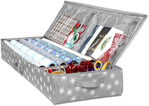 Wrapping Paper Storage Container – Fits up to 27 Rolls 1 3/8” Diam. - Underbed Gift Wrap Organizer Bags, Wrapping Paper Rolls, Ribbon, and Bows - Under Bed- Durable Material 600D - Up to 40” Rolls
