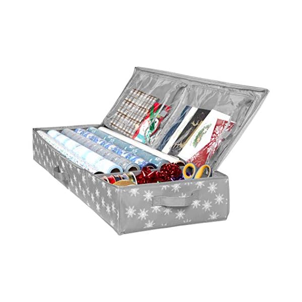 Aufbewahrungs-Organizer für Weihnachts-Geschenkpapier und Unterbett-Aufbewahrungsbehälter für Geschenktüten, Schleifen…