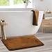 Clara Clark Bath Mat Bathroom Rug - Absorbent Memory Foam Bath Rugs - Non-Slip, Thick, Cozy Velvet Feel Microfiber Bathrug, Plush Shower, Toilet Floor Bathmats Carpet - Brown - Large Size 20"x32"