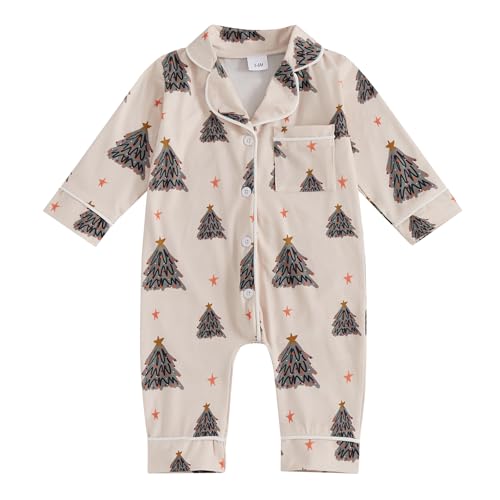 Image of Balaflyie Baby Girl Button Down Pajamas Romper One-Piece Jumpsuit Long Sleeve Sleeper Infant Sleepwear