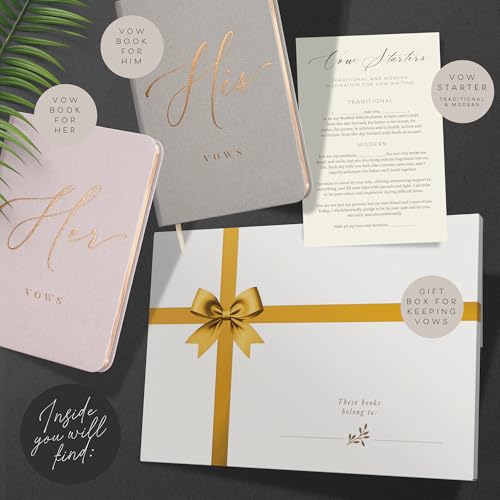 Image of ARTESORI Vow Books His and Hers - Linen Wedding Vow Books Perfect as Bride & Groom Gifts, Wedding Registry Ideas - His & Hers Gifts Wedding Vow Book - Wedding Essentials & Accessories [Blush & Grey]