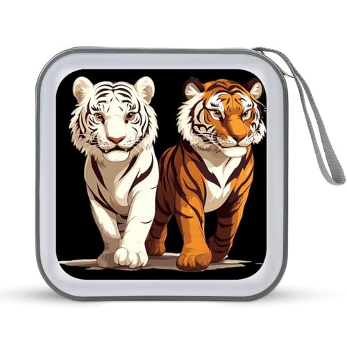 Funny Tiger CD Case Plastic DVD Case Holder Wallet Disc Storage Organizer for Car Travel