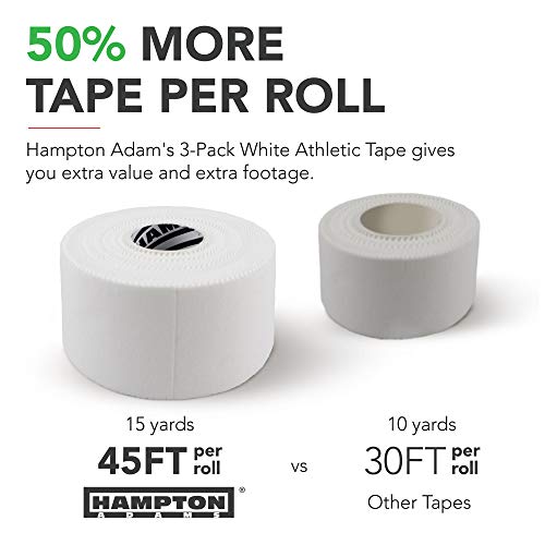 Hampton Adams | As Seen On Shark Tank | 3-Pack White Athletic Sports Tape – Very Strong Easy Tear No Sticky Residue Best Tape For Athlete & Medical Trainers #TOP1