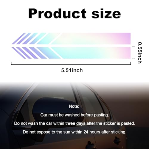 Image of Augeny 2 PCS Car Rear View Mirror Stickers, Waterproof Vinyl Auto Side Rearview Mirror Stripes, Universal Reflective Anti-Collision Striped Warning Decal for Most Vehicles (Colorful)