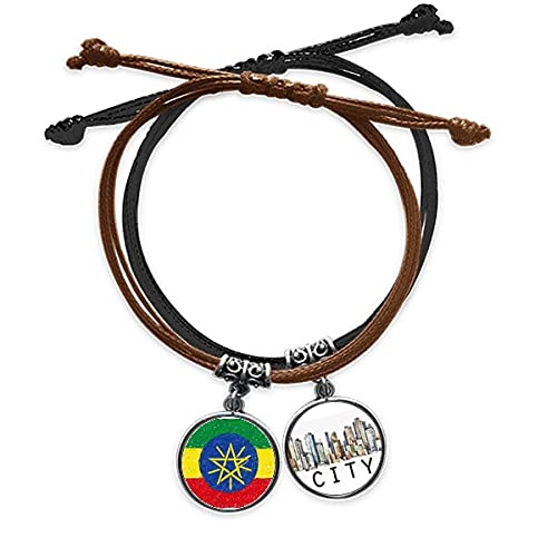 Bracelet zigzag Éthiopie en cuir pastel chaîne de main cordon ajustable pour femme et homme