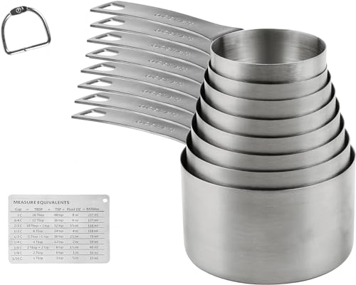 Juego de 8 tazas medidoras de acero inoxidable miniatura 1