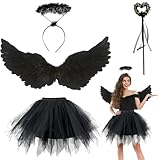 costume ange noir 👑【Design réaliste et attrayant】Les jupes en tulle conviennent pour un tour de taille de 66 à 110 cm. Doublure douce et jupon avec plusieurs couches et style irrégulier, très bon service pour votre carnaval, Halloween, fête à la pêche