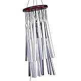 Longitud total: 85cm Yosoo Big Wind Bells con 27 tubos de metal plateado, carillón de viento Decoración colgante Jardín al aire libre, con Bells