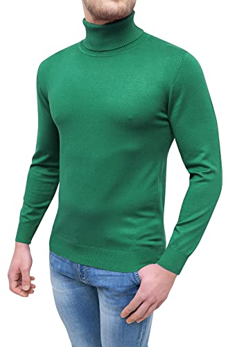 Pull à col roulé vert homme XXL Evoga en maille confortable