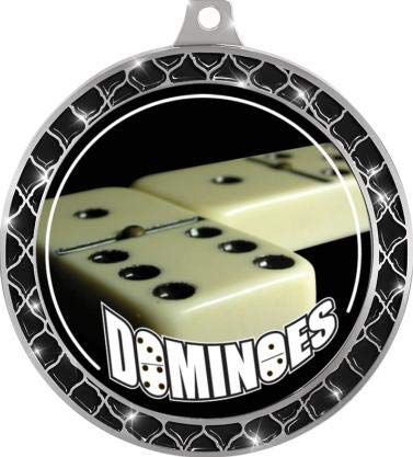 Medalla Dominoes Black Trellis Plata 2.5" miniatura 2
