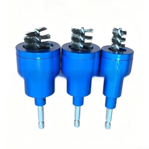 Brosse de nettoyage de tuyaux en cuivre pour perceuse Yuanpgky 3 pièces embout hexagonal bleu
