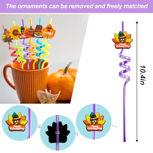 Pitillos de plástico amarillos para fiesta de Acción de Gracias 24 piezas miniatura 4