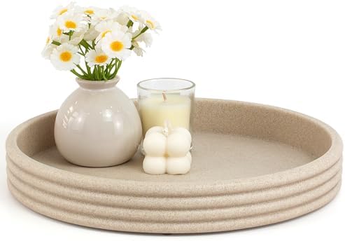 YMXYJM Round Decorative Tray - Modern Coffee Table Tray Decor, Re...