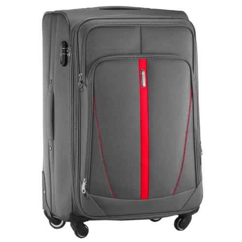 DIAMOND Großer Weichschalenkoffer XL 28 Grau Codura 1200D 360 Rollen Zahlenschloss Erweiterbar 88108 L Leicht & Robust