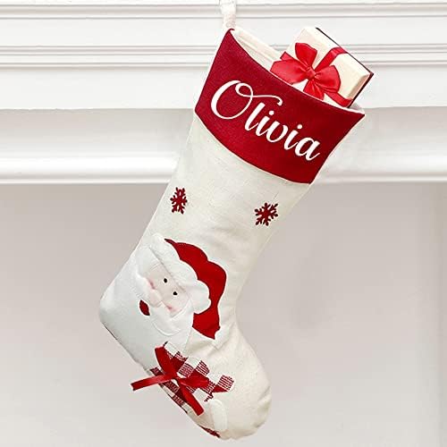 howson london Personalised Christmas Stockings Custom Family Stockings Christmas Decorations Large Xmas Stockings Hanging Gift Bag Socks Ornaments Candy Pouch Bag for Kids Adults(Santa)