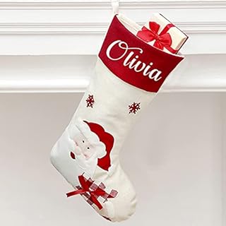 howson london Personalised Christmas Stockings Custom Family Stockings Christmas Decorations Large Xmas Stockings Hanging Gift Bag Socks Ornaments Candy Pouch Bag for Kids Adults(Santa)