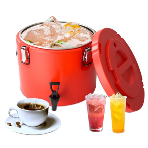 RIXGWND Insulated Beverage Dispenser,20L/5 Gallon Hot & Cold Drink Dispenser with 304 Stainless Steel Interior & Spout,Portable Water Jug for Camping Party Coffee Shop