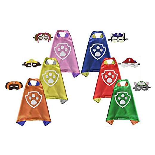 Brigamo 6 x Fellfreunde Superhelden Kinderkostüm Kinder Kostüme, ideal für Kindergeburtstag, Fasching oder Karneval
