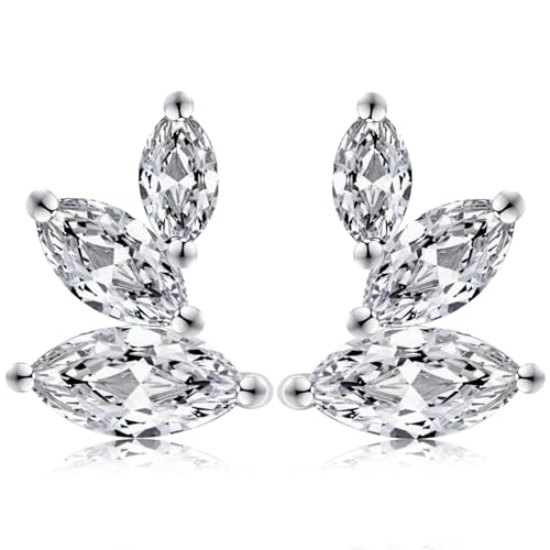Marquise Moissanite Earrings Angel Wing Studs D Color VVS1 Clear Moissanite Earrings 18K Gold Plated S925 Sterling Silver Friction Back Stud Earrings for Women