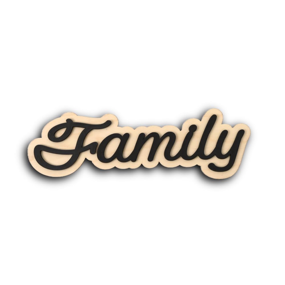Decorative Word Wall Signs for Home, Inspirational Art Decor (Birch, Family)