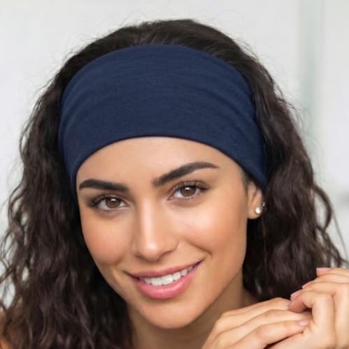 Image of XFYT Gorgeous Elegant Sports Hairband | Soft Sweat Absorbent Stylish Stretchable Headband for Men and Women (Midnight Navy Blue)