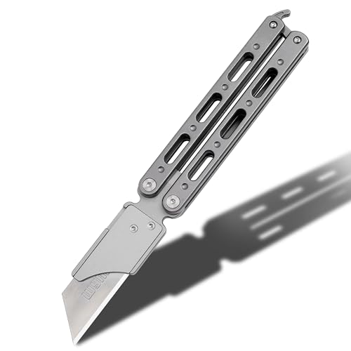TGZUO Titanium Utility Knife with Clip Mini Pry Bar EDC Box Cutter Flipper Pocket Knife For Outdoor