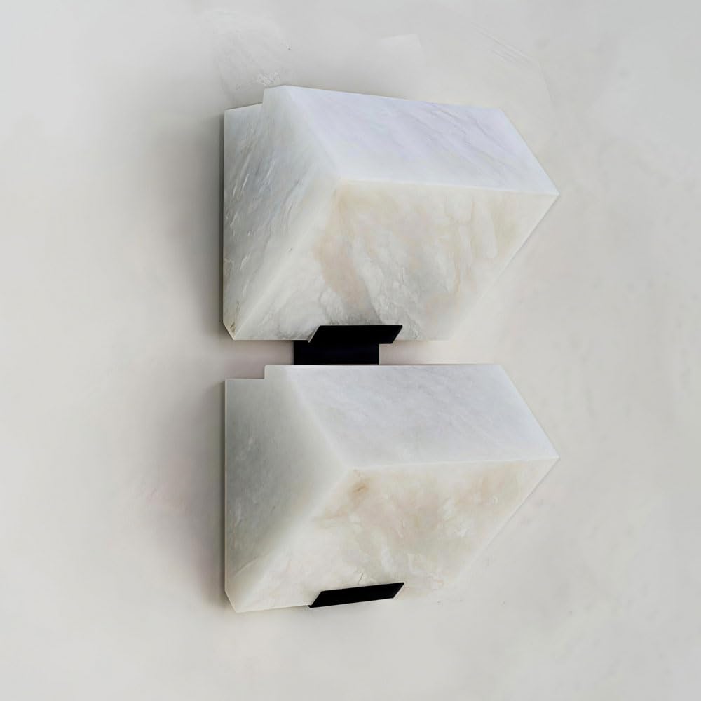 ZGDHWCR 13.3in Natural Alabaster Wall Light, Nordic Medieval Style Hard Wire Connection Wall Lamp, LED Warm Light Marble Wall Sconce, Staircase Dressing Table Dining Room Decorative Lighting Fixtures