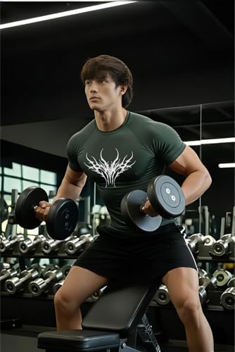 Image of Men Polyster Lycra Printed Half Sleeves Compression T-Shirt for Gym