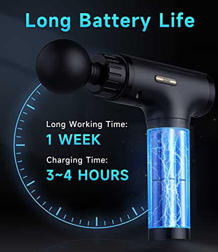 Massage Gun Deep Tissue, Mini Percussion for Athletes, Portable Muscle with 6 Attachments Pain Relief - Back, Neck, Body & 30 Speed (Black) - Image 5