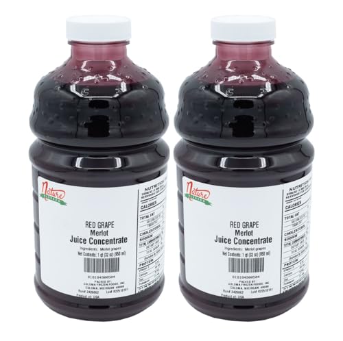 Nature Blessed 100% Pure Merlot Red Grape Fruit Juice Concentrate - 2 Quarts (2/32 fl oz bottles), Perfect for Home Vintners, Brewers, Hard Cider, Spirits, Smoothies,