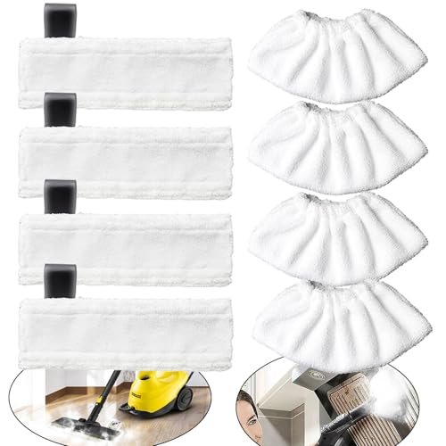 Amazleer 8 piezas accesorios para limpiador de vapor Kär-cher SC1 SC2 SC3 SC4 SC5 SV7, juego de paños de microfibra (4 paños de suelo + 4 fundas de tela) (8 paños de microfibra)