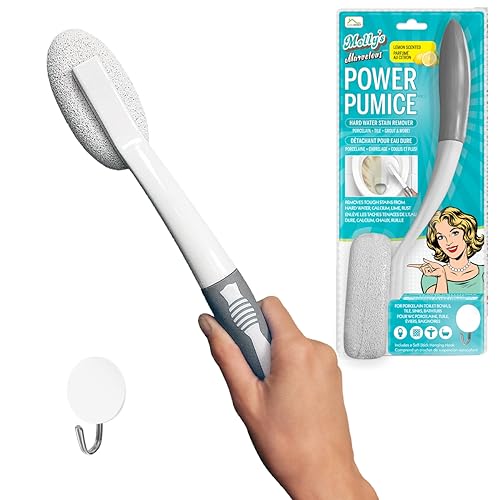 Molly's Marvelous Power Pumice – Toilet Ring & Hard Water Stain Remover, Extra-Long Handle, Chemical-Free Cleaning for Bathroom Surfaces