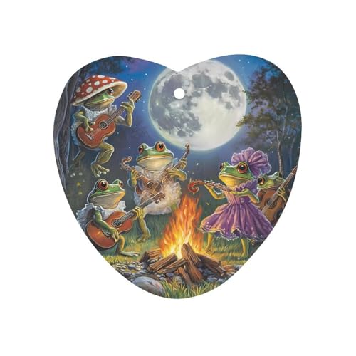 Frog Bonfire Party Under The Moon Car Air Freshener Hanging Aromatherapy Tablets for Car Accessories Love form