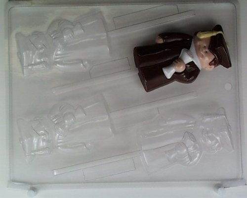 Little Boy Grad In Cap and Gown Holding a Diploma Lollipop Candy Mold G002