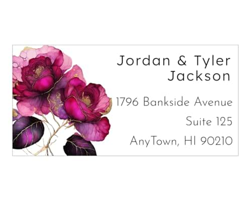Amazon.com: Address Labels with Bright Pink and Purple Rose and Floral ...